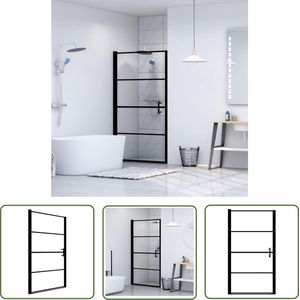 The Living Store Douchedeur 100x178 cm gehard glas zwart - Douchedeur - Industrieel Design - Badkameraccessoires - Glazen Douchedeur - Zwarte Douchedeur