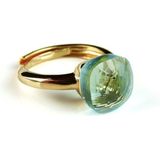 Ring in zilver geelgoud verguld model pomellato licht blauwe steen