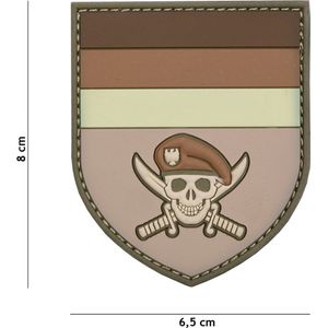 Embleem 3D PVC Duitse commando skull bruin