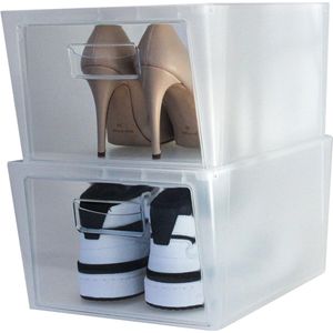 Set van 2 schoenenrek, schoenenorganizer, ruimtebesparende schoenendozen 37 x 27,7 x 25,7 cm, schoenenkast voor de kledingkast,