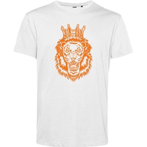 T-shirt Leeuw Met Kroon Oranje | Koningsdag kleding | Oranje Shirt | Wit | maat XL