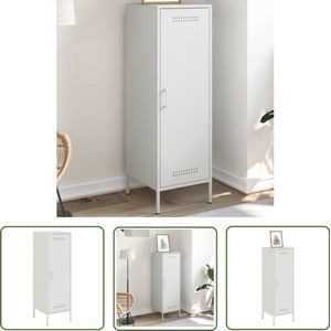 The Living Store Hoge kast 36x39x113 cm staal wit - Opbergkast - Industrieel Design - Metalen Kast - Staalkast - Hoge Kast