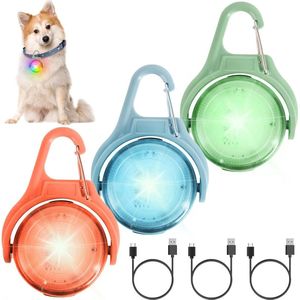 Veiligheidslampen voor huisdieren - USB-oplaadbaar - Waterdicht - Led-knipperlicht - 3 stuks - Reflecterend - 4 modi - Hondenlicht .
