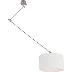 QAZQA blitz - Moderne Verstelbare hanglamp voor boven de eettafel | in eetkamer - 1 lichts - L 1000 mm - Wit - Woonkamer | Slaapkamer | Keuken