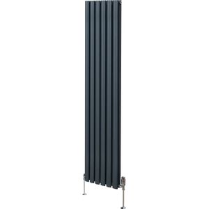 Ovale Kolomradiator & TRV Chroomkranen - 1800mm x 360mm – Antraciet Grijs