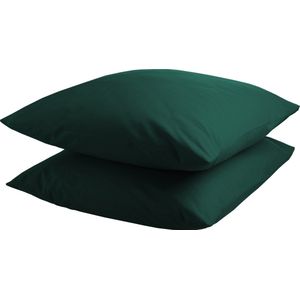 DoubleDry Kussensloop 2 stuks - 100% natuurlijk katoen - 2x 60x70 - donkergroen