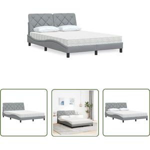 The Living Store Bed met matras stof lichtgrijs 140x190 cm - Slaapcomfort - Boxspring Alternatief - Tweepersoonsbed - Bed Frame - Matras