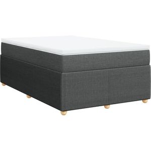 vidaXL - Boxspring - met - matras - stof - donkergrijs - 120x200 - cm