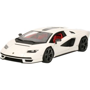 Bburago Modelauto - Lamborghini Countach 2022 - wit - schaal 1:24 - speelgoedauto