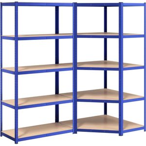 vidaXL-Opbergrek-5-laags-2-st-staal-&-bewerkt-hout-blauw