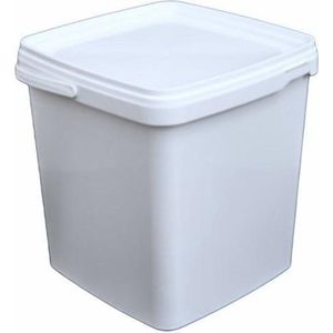 50 x vierkante emmers met deksel (5,5 liter) - WIT - voedselveilig - met garantiesluiting - geschikt voor diepvries en vaatwasser - gemaakt van 100% recyclebaar materiaal