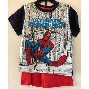 Spiderman pyjama shortama - blauw met rood - Spider-Man korte pyama - maat 92