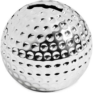 Hoogte 8 cm verzilverde aanslagbestendige golfbal spaarpot - golfcadeau