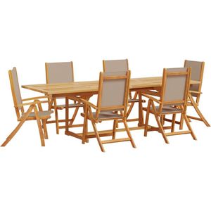 vidaXL - 7-delige - Tuinset - massief - acaciahout - en - textileen