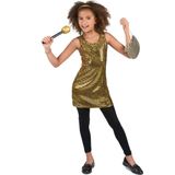 NINGBO PARTY SUPPLIES - Goudkleurig glitter disco kostuum voor meisjes - 110/116 (5-6 jaar)
