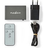 Nedis HDMI-Switch - 3 poort(en) - 3x HDMI Input - HDMI Output - 8K@60Hz - 45 Gbps - Afstandbestuurbaar - Aluminium - Antraciet