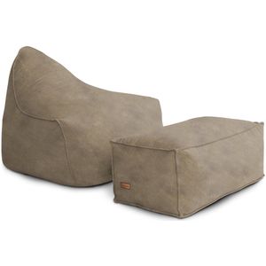 Casacomfy - Chilly Zitzak Set - Zitzak met Voetenbankje - Volwassenen - Latte - Lederlook - Zachtestof