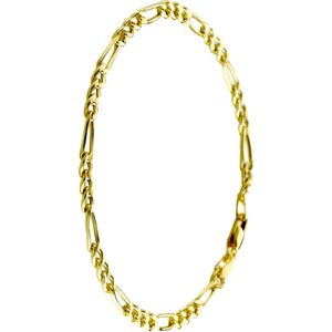 Lucardi Heren Figaro armband - 14 karaat goud - Armband - Cadeau - 21 cm - Geelgoud