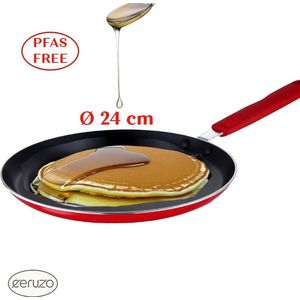 Ceruzo Pannenkoekenpan PFAS-vrij - 24 cm - Jazzy Red - Keramische Anti-aanbaklaag - Inductie -Flensjes