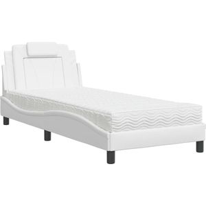 vidaXL-Bed-met-matras-kunstleer-wit-90x190-cm