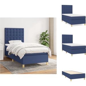 vidaXL Boxspringbed - Comfort - Bed met pocketvering matras - 100x200x20cm - Kleur blauw - Verstelbaar hoofdbord - Bed