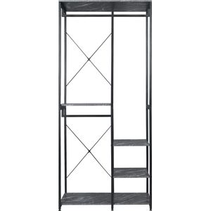 Kledingrek met 2 planken Rayan - Vintage - Schoenen rek - Garderobekast organizer - Garderoberek - Kledingkast hout - Met Opbergruimte - Marmour