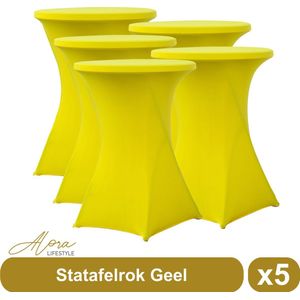 Statafelrok geel 80 cm - per 5 - partytafel - Alora tafelrok voor statafel - Statafelhoes - Bruiloft - Cocktailparty - Stretch Rok - Set van 5