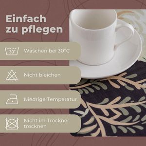 Tafelkleed 145 x 220 cm 100% polyester afwasbaar bloemen zwart - Patels