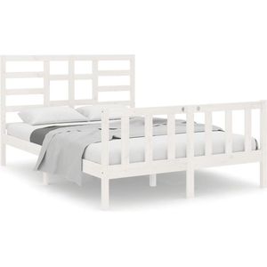 VidaXL Bedframe Massief Hout Wit 140x190 cm
