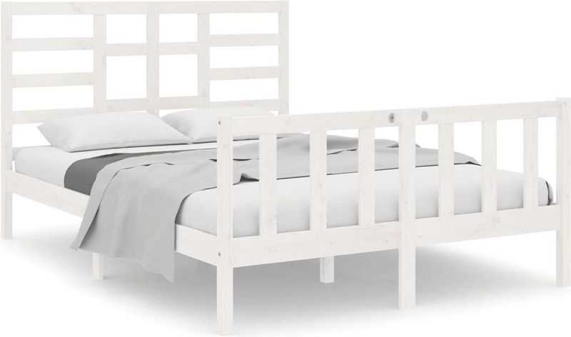 VidaXL Bedframe Massief Hout Wit 140x190 cm