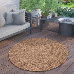 Paco Home Outdoor Vloerkleed Rond Weerbestendig Balkon Terras Keukenvloerkleed Eenkleurig 160 cm Rund