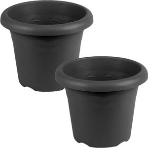 Hega Hogar Plantenbak - 5x - antraciet - kunststof - D16 x H12 cm - Plantenbakken/bloembakken voor buiten