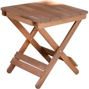 bijzettafel klaptafel van hout, opvouwbare balkontafel tuintafel, houten tafel bloemenkruk in de tuin, 43 x 43 x 50 cm