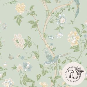 Laura Ashley Summer Palace Behang - Bloemen - 10mx52cm - Groen