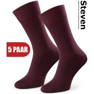 STEVEN - Katoen Heren Sokken Pruim Bruin - Multipack 5 Paar - Maat 45 46 47 - Luxe Mannen Sokken - Hoogwaardige Kwaliteit - Naadloos - Voor onder een Pak - MADE in EU