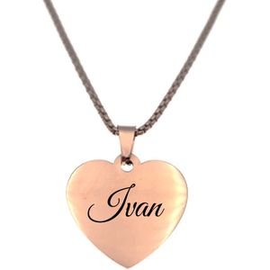 Ketting - Hart - Met Naam - Ivan - Rosegoud