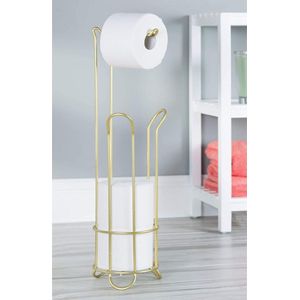 papier toilet avec espace pour rouleaux d'avance, distributeur papier toilet compact en métal, dérouleur papier WC sur pied pour 4 rouleaux, doré