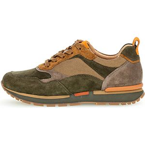 Groene Gabor Sneaker 96.365.35 met beige en bruine accenten