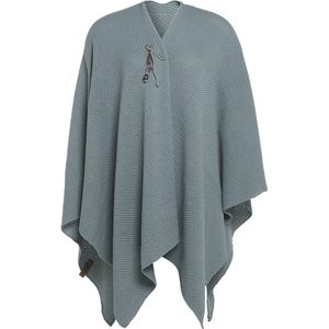 Knit Factory Jazz Gebreid Omslagvest - Dames Poncho - Wikkelvest - Gebreide groene poncho - Gebreide mantel - Winter poncho - Dames cape - One Size - Stone Green