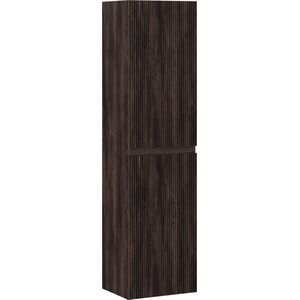 Badplaats Badkamerkast Thermis 40 x 30 x 150 cm - Walnoot Bruin - Hangende Kolomkast met 2 Deuren