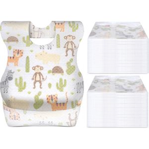 40 Stuks - Wegwerp slabbetjes - Baby Peuter - Safari Dieren