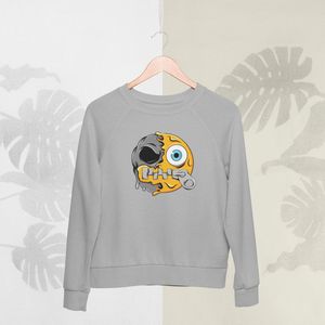Feel Free - Halloween Sweater - Smiley: Gezicht met ritssluiting - Maat XL - Kleur Grijs