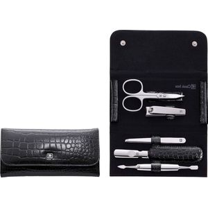 Manicureset 5-Delige Set met Nette Lederen Zaak en Fluwelen Interieur Zwart - ZWILLING Klassiek Inox