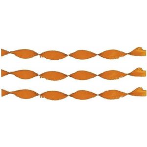 3x Crepe papier slingers 6 meter oranje - feestslingers