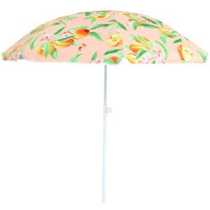 Kantelbare gekleurde parasol met sinaasappel print Ø 160 x 198 cm met opbergzak en uv bescherming