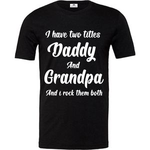 Heren T-shirt voor opa-ik heb twee titels papa en opa-Maat L