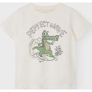 Name it T-shirt ecru krokodil UV print - Maat 110