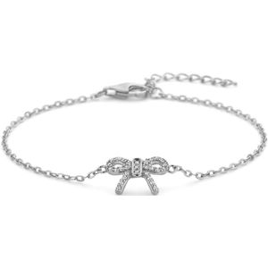 New Bling - 9NB-1546 - zilveren armband met strik - 925 sterling silver - rhodium plated - 16+3cm