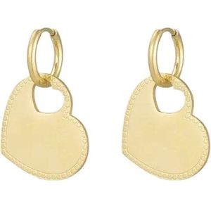 Ringoorbellen - hart bedel - Goudkleurig- Goud- Stainless Steel- Cadeau voor haar- Cadeau tip