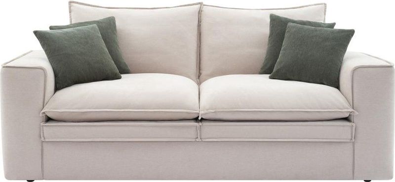 Vente-unique Driezitsbank van beige stof PORALO L 221 cm x H cm x D cm